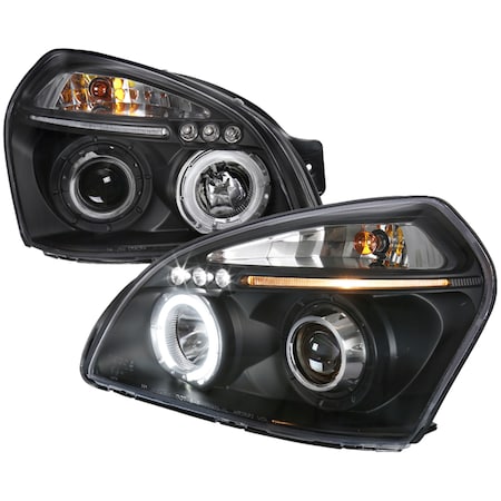 Spec-D Tuning 04-07 Hyundai Tucson Halo LED Projector Black 2LHP-TUC04JM-TM